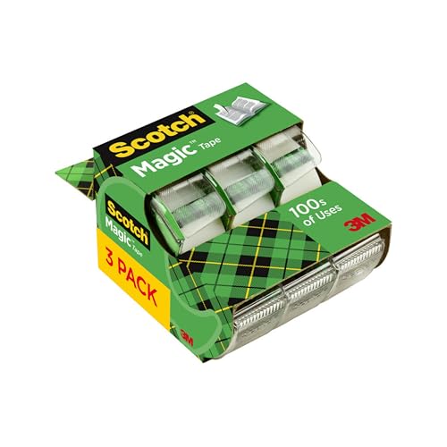Image of Bundle of Scotch Heavy Duty Shipping Packing Tape, Clear, 1.88 in. x 27.7 yd., 1 Tape Roll with Dispenser + Scotch Magic Tape, 3 Dispensered Rolls, Invisible, Clear Tape, 3 /4 x 300 Inches
