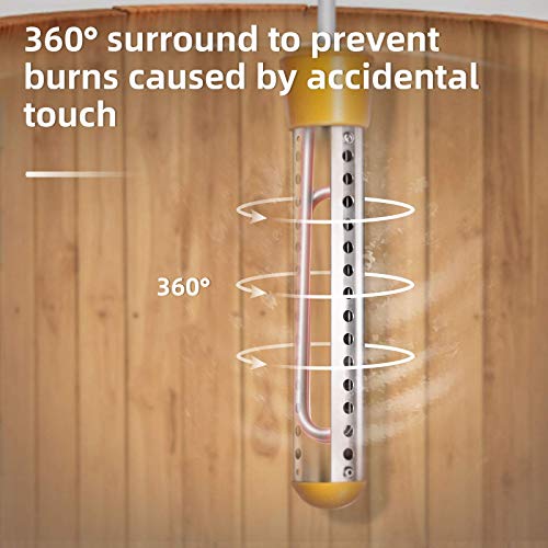 GESAIL 1500W Electric Immersion Heater, Submersible Water Heater With Stainless Steel Guard, Bucket Water Heater Used For Camping Water Heater And Pool Warmer With UL Listed,Rv Water Heater(Yellow)
