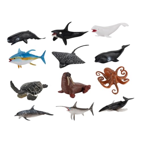BESTonZON 12個 リアルな海洋生物模型 用教育 耐久性カラー砂場飾り 誕生日やクリスマス に