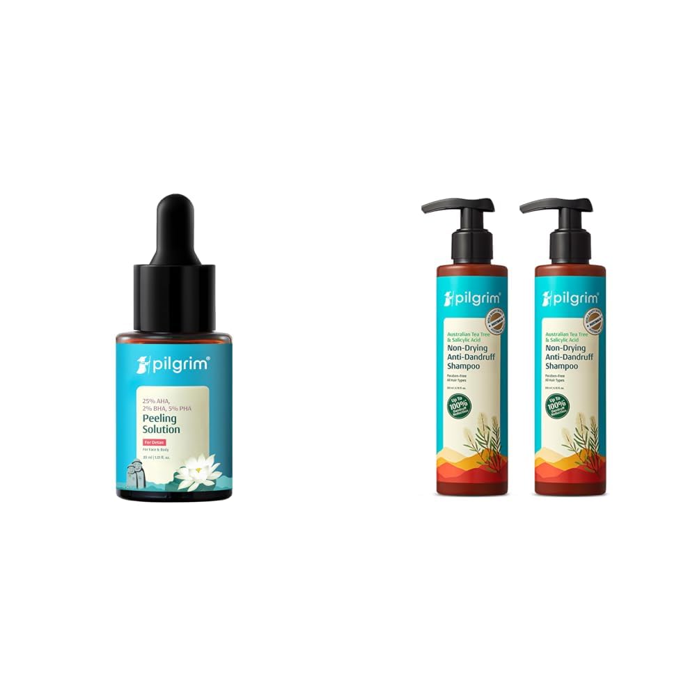Pilgrim 25% AHA + 2% BHA + 5% PHA Peeling Solution For Tan Removal - 30ml & Australian Tea Tree Non-Drying Anti-Dandruff Shampoo 200 ml (Pack of 2)-image-17