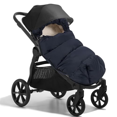 goldmiky Sacco Termico Passeggino Universale, Sacco Termico per Bebè, Fodera in Caldo Pile, Lavabile in Lavatrice Rimovibile, per Passeggini e Carrozzine con Imbracatura a 3 e 5 Punti (blu)