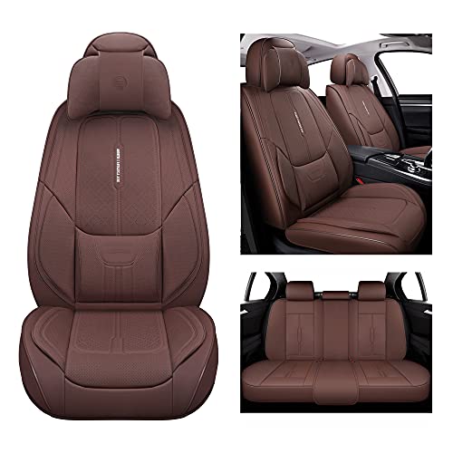 Ns Yolo Leather Car Seat Covers, Faux Leatherette Automotive Vehicle Cushion Cover For Cars Suv Pick-Up Truck Universal Fit Set For Auto Interior Accessories (Brown) #TOP1