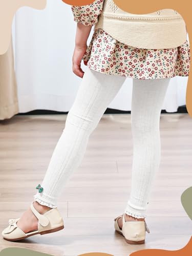 Girls Leggings Footless Knit Ribbed Tights Cute Pants with Bow2