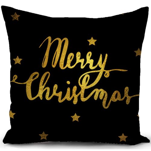 HUASHUZI Christmas Cushion Covers Xmas Decorations Throw Pillow Cover Black Stag Deer Set of 4 Christmas Decor for Party Family Home Sofa Livingroom 18x18 Inch (45x45cm) - Image 4