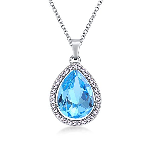 Leecco Princess Elsa Necklace Teardrop Light Blue Pendant Necklace Jewelry Gift For Girls,Sofia Birthday Amulet(Blue) #TOP1