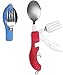 BOLTHO Posate da campeggio rimovibili 4 in 1, utensili da campeggio, stoviglie pieghevoli multifunzionali da viaggio in acciaio inossidabile per viaggi all'aperto /picnic, set di 2 (blu e rosso)