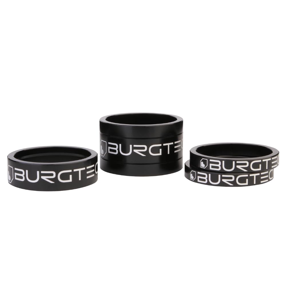 Burgtec Stem Spacer Kit - Black/Mountain Bike MTB Part Match Component Lightweight Alloy Accessories Cycling Biking Cycle Trail Ride Style Race Downhill Freeride Dirt Jump Screw Spacer Headset Kit