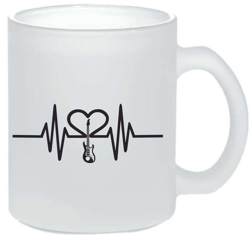 SKY DOT Guitar Heartbeat Gift Ideas Printed Glass Tea/Coffee Mug