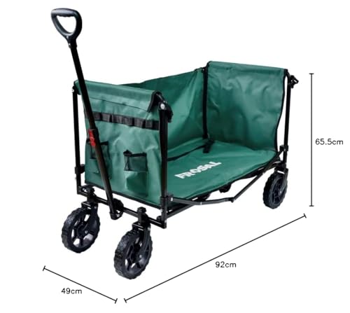 FROSAL Bollerwagen Bruno grün faltbar | Transportwagen für Hunde mit leichtem Einstieg