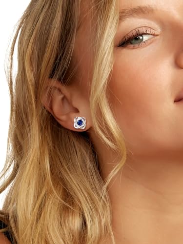 Suplight Love Knot Birthstone Earrings for Women, S925 Sterling Silver Earrings Flat Back Diamond Stud Earrings Christmas Gifts for Women Emerald Sapphire Earrings Birthday Gifts for Women Wife Mom2