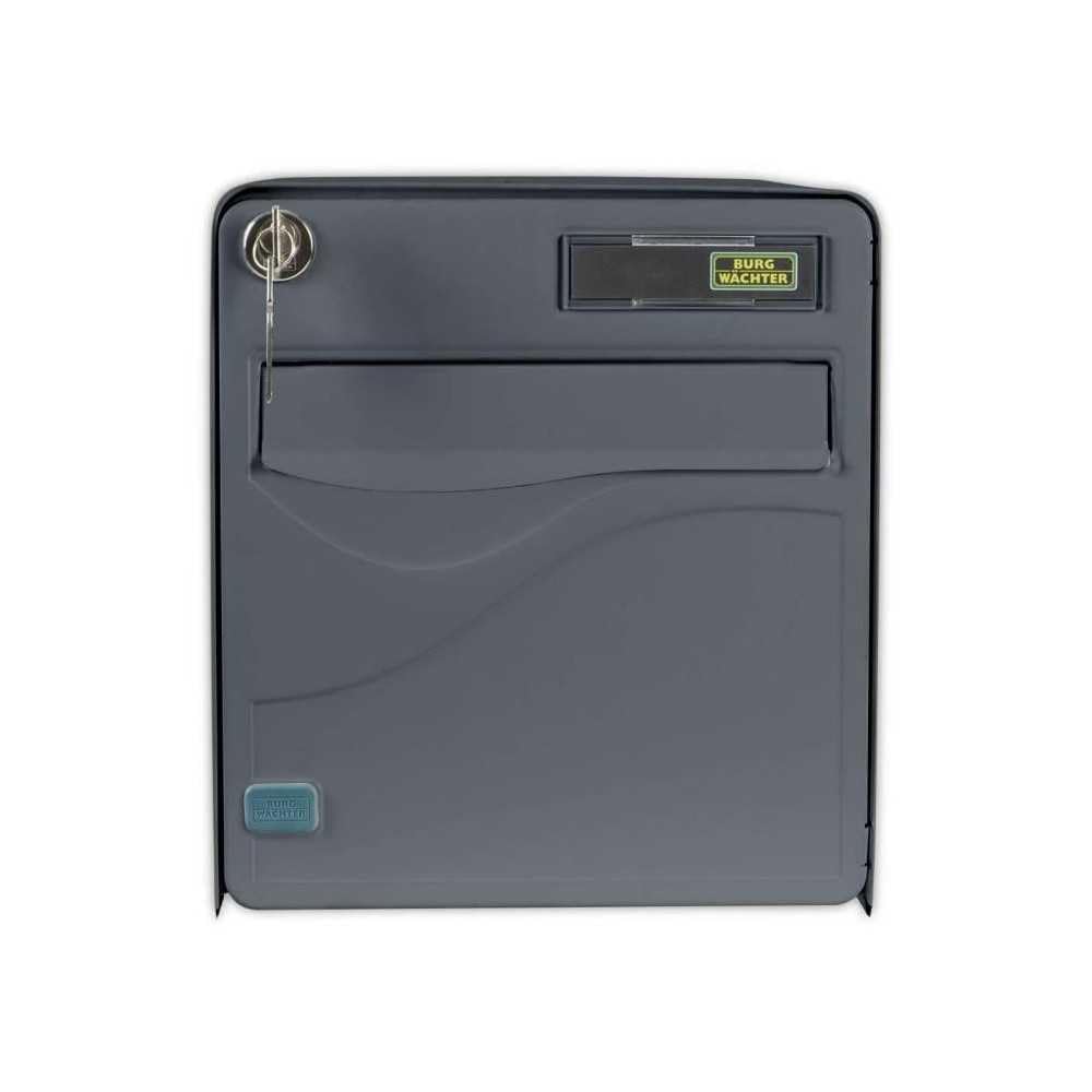 BURG-WÄCHTER Boîte aux Lettres Agréée La Poste, 1 Porte, 525 ANT BALtic, Anthracite, en Acier Galvanisé, Avec Porte à Ouverture Totale et Stop-Courrier (Porte bloquée à 120°)