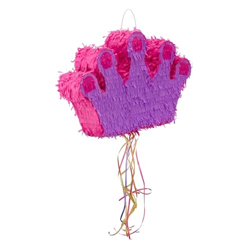 Relaxdays- Pinata Couronne Princesse à Suspendre pour Enfants à remplir Anniversaire, Violet/Rose