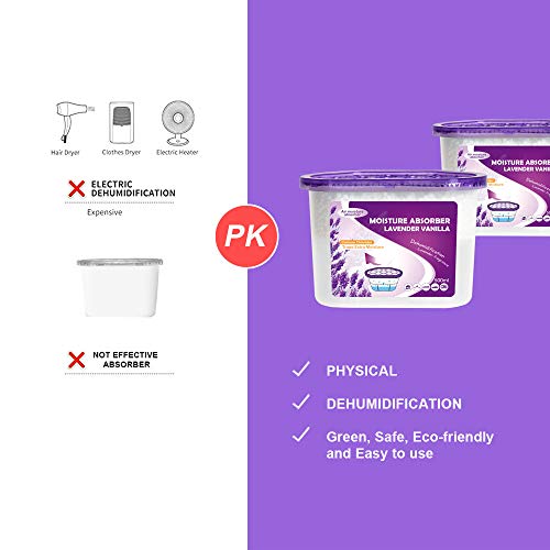 CANAGER 3 Packs Lavender Vanilla,3 Packs Fresh Scent, Moisture Absorber for Closet,Bedroom,Kitchen,Bathroom-6 Packs,12.5oz,Traps Moisture for Fresher,Cleaner Air