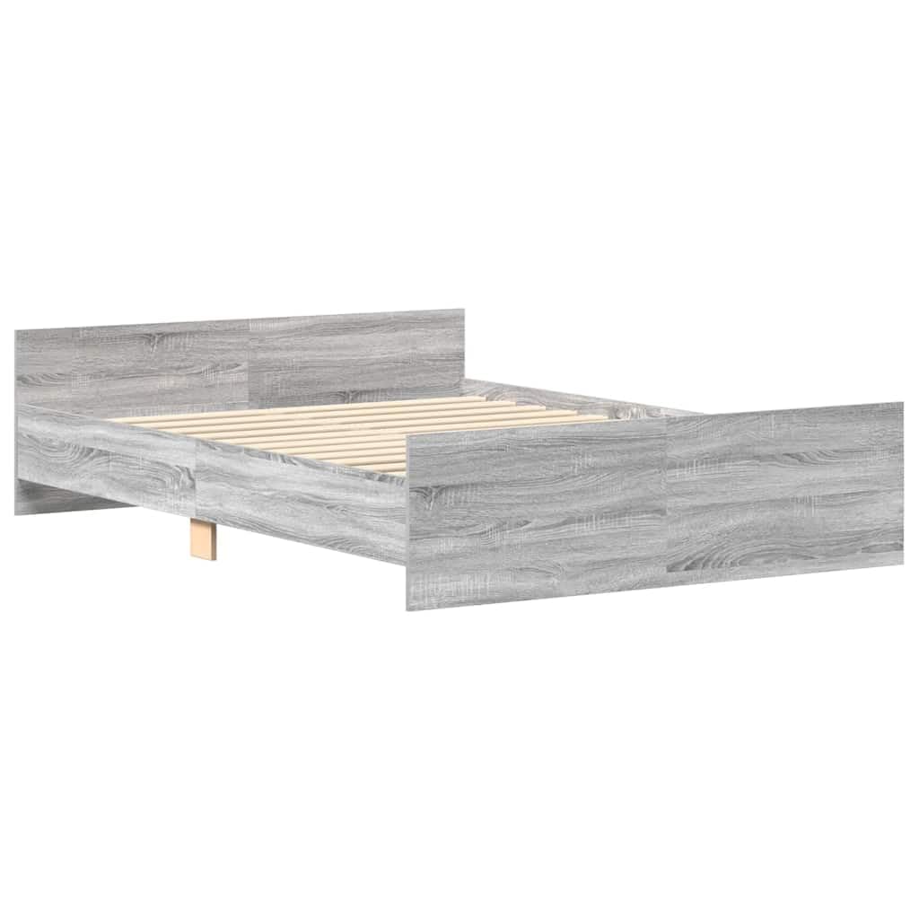 vidaXL Bed Frame with Headboard and Footboard, Bed Base for Double, Mattress Foundation for Bedroom, Bedstead, Modern Style, Grey Sonoma 140x200 cm โ image 1