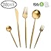 Gold Silverware Set,WOAIWO-Q Stainless Steel Flatware Set for 4 Person,20-Piece Utensil Set Dishwasher Safe Mirror Polish(Gold)