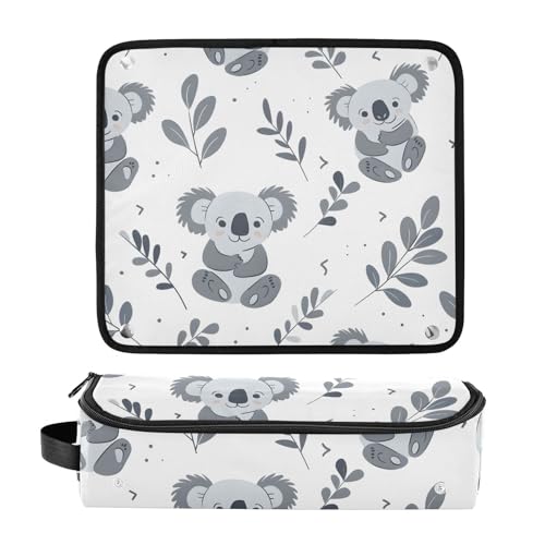 Organizador de herramientas para peinado de cabello con diseño de koala y hojas, Gris, portátil con tapete resistente al calor para plancha alisadora, rizador y otras herramientas de peinado miniatura 3