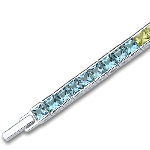 Peora 15 Carats Garnet, Amethyst, Citrine, Peridot, Swiss Blue Topaz Rainbow Multi-Color Tennis Bracelet For Women 925 Sterling Silver, Genuine Gemstones Aaa Grade, 7.75 Inches Length #TOP1