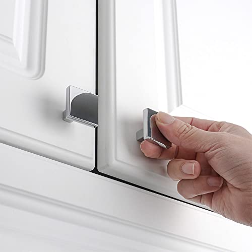 Koofizo Square Cabinet Knob - Chrome Pull Handle (31Mm / 1.2 Inch), 10-Pack For Kitchen Cupboard Door, Bedroom Dresser Drawer, Bathroom Wardrobe Hardware #TOP2