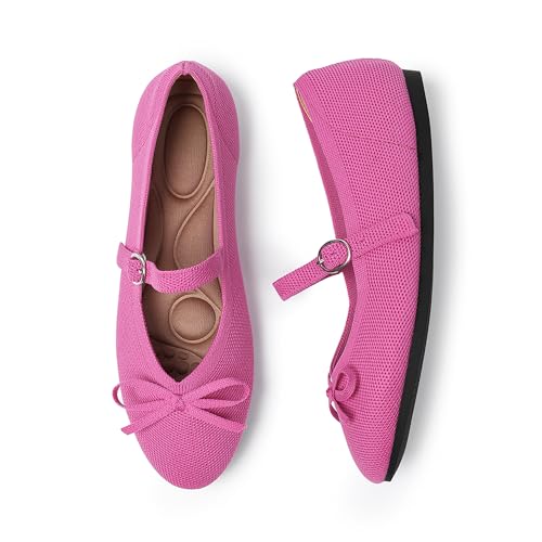 Women's Knit Flats Round Toe Flats with Ankle Strap Washable Comfortable Dressy Mary Jane Flat4