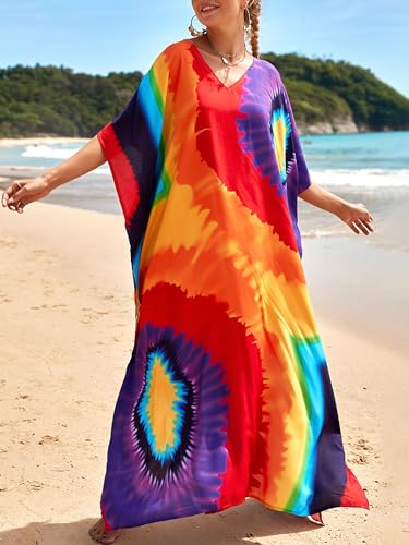 Image of Kaftan Dresses for Women Plus Size Summer Beach Dress with Print and Swim Cover Ups