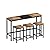 Rhomtree 4 Piece Multi-Functional Modern Rectangular 60" Dining Pub Bar Table Set with Convenient Hanging Stool Design, Easy to Assemble, 3 Stools, Kitchen Small Places(Natural)