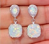 1. Tamaño de pendientes para mujer: 2,5x1 cm; material de piedra: Ópalo; Cantidad: 1 par.