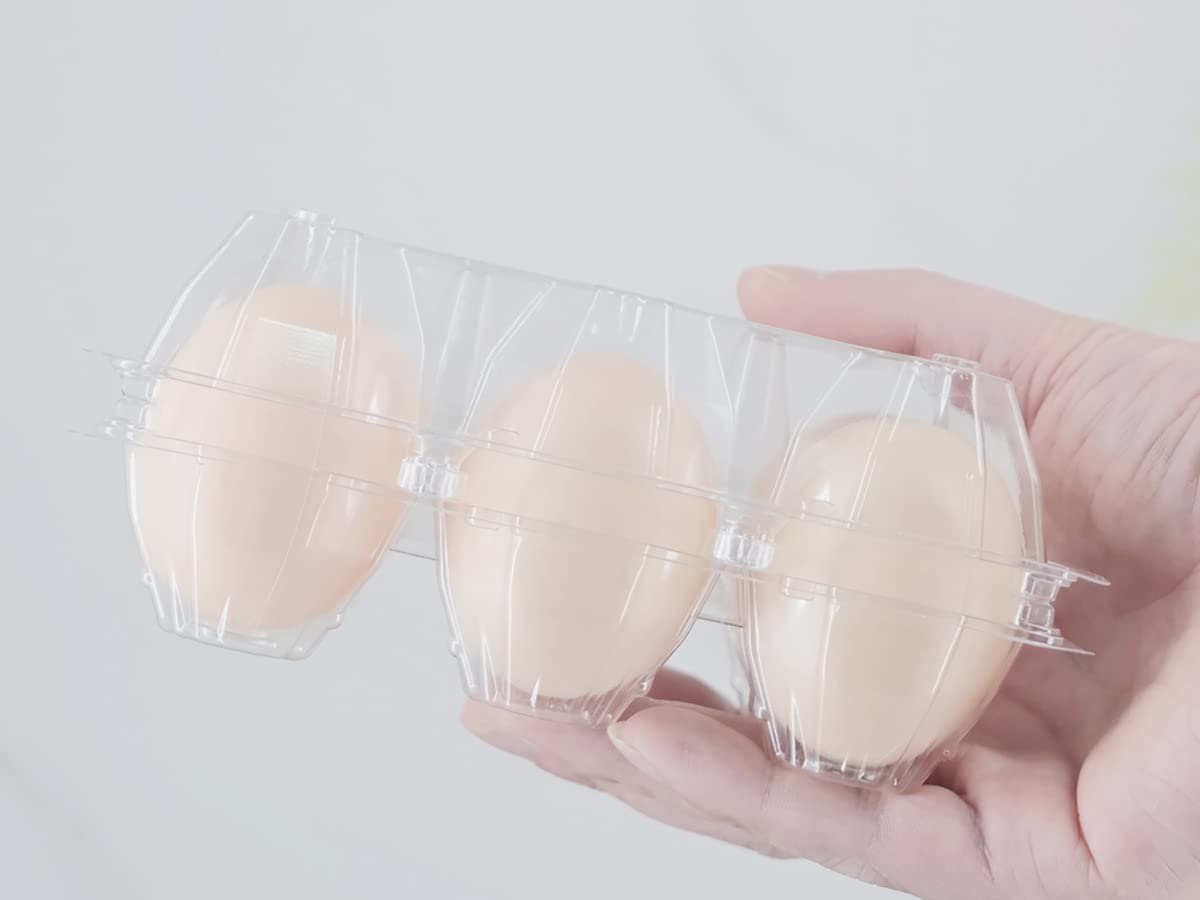 Cartoni per uova, 60 confezioni, in plastica trasparente ecologica, con etichette gratuite, può contenere fino a 6 uova in modo sicuro, perfetto per l'esposizione dei mercati agricoli di