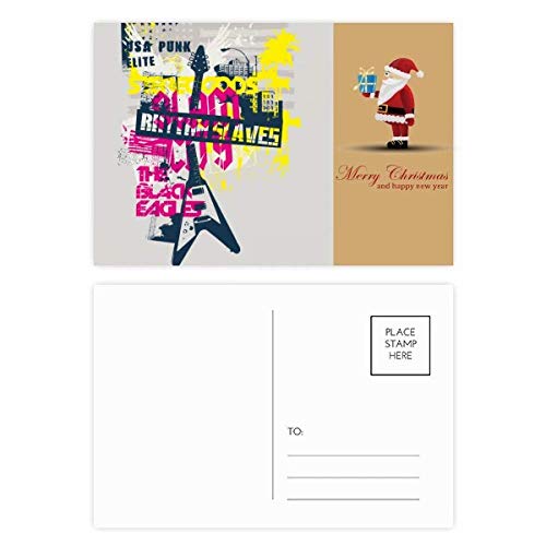 Cartes postales guitare rose jaune : lot de 20 papeterie musique