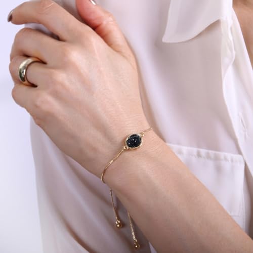 Humble Chic NY Simulated Druzy Chain Bracelet for Women - Boho Stackable Adjustable Bolo Slider Bracelet4