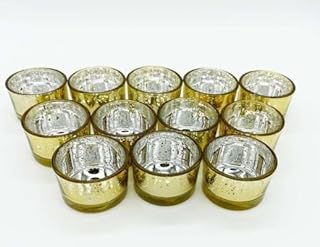 Set of 12 Mercury Glass Tea Light Holders Candle Votive Wedding Decoration 3.3 CM H (ROSE GOLD)
