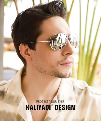 Image of KALIYADI Polarized Aviator-Sunglasses-for-Men Women Mens-Sunglasses: Lightweight Polit Sun Glasses Upgraded UV400 for Driving