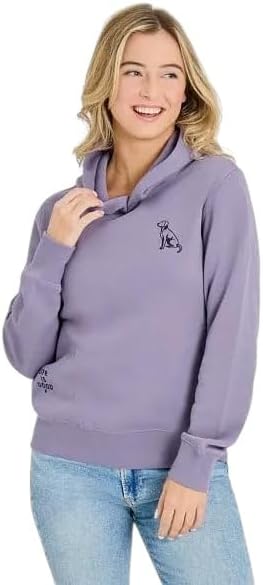 Life is Good. Women's Simple Dog Good Vibes Simply True Fleece Hoodie, Dusk Purple
