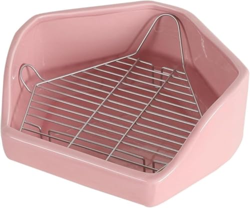 Ambety ウサギ トイレ 小動物用 陶器トワレ チンチラ用 かわいい うさぎトイレ ウサギ トイレ 噛み防止 モルモット チンチラ トイレ うさぎのトイレ 飼育ケージ内装 ハリネズミ トイレ 金網スノコ付き 小動物用 掃除用品 トイレトレーニングに最適