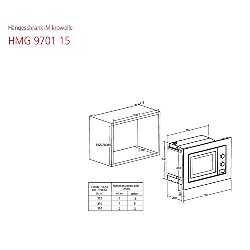 Oranier HMG 9701 15-9701 15 Einbau-Mikrowelle mit Grill Schwarz – Bild 3
