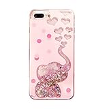 Crystal Liquid Flowing Glitter Pink Hearts Case for Apple iPhone 7Plus 8Plus 7+ 8+ Large Size 5.5