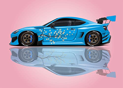 Image of 2PCS Cherry Blossom Car Livery, Japanese Theme Side Car Vinyl Livery, Universal Size, Large Vehicle Graphics, Car Livery (5)