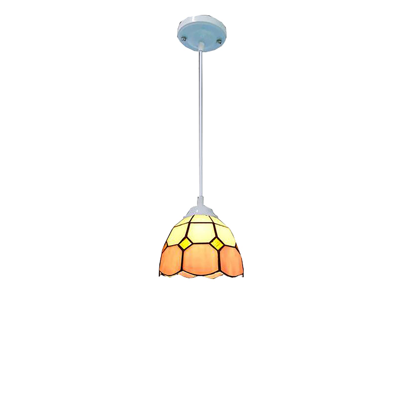 Wdcdyqdh Light/Pink Hanging Stained Glass Lampshade 5 Inch Mediterranean Single Pendant Lamp For Hallway Bedroom Restaurant Balcony