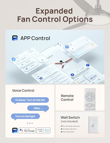 Image of DREO Smart Ceiling Fans with Lights, 42 Inch Black Ceiling Fan, 12 Speeds & 3 Fan Modes, Stepless Color Tones, Dimmable LED Light, 1-12H Timer, Quiet DC Motor, Remote /APP /Alexa /Wall Switch Control