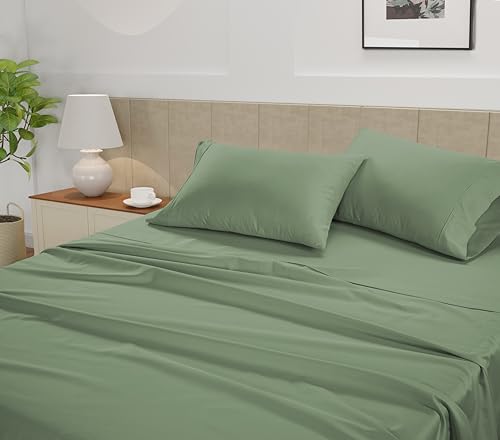 Image of LANE LINEN Split King Sheet Sets for Adjustable Beds - 5 PCs, 450 Thread Count Split King Sheets Set - Sateen Weave King Split Sheets - Split Top King Sheets Set for Adjustable Bed - Iceberg Green