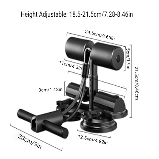 Sit Up Exercise Equipment, Upgraded Sit Up Ab Machine Abdominal Exercise Equipment Height Adjustable with Foot Holder and Triple Suction Cups for Home Gym Strength Training