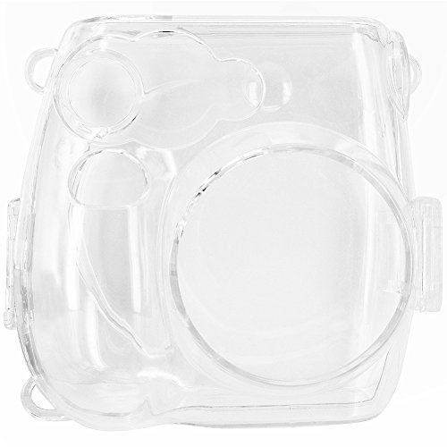 Wolven Crystal Camera Case With Adjustable Rainbow Shoulder Strap Belt Compatible With Fujifilm Mini 7S / Polaroid Pic-300 Camera, Transparent #TOP2