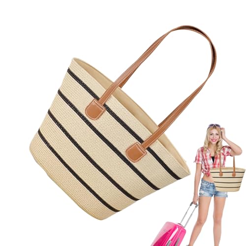 Bolso de paja tejida boho con gran capacidad de almacenamiento 6