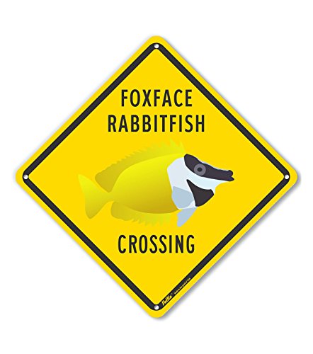 Panneau Foxface Rabbitfish Crossing signalisation plastique jaune 25,4
