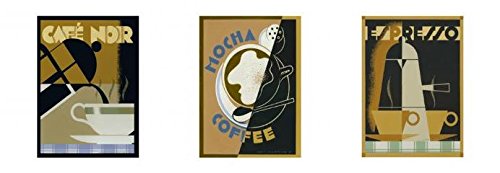 Art Print Coffee Tryptich poster 33x95 cm une impression de qualité supérieure