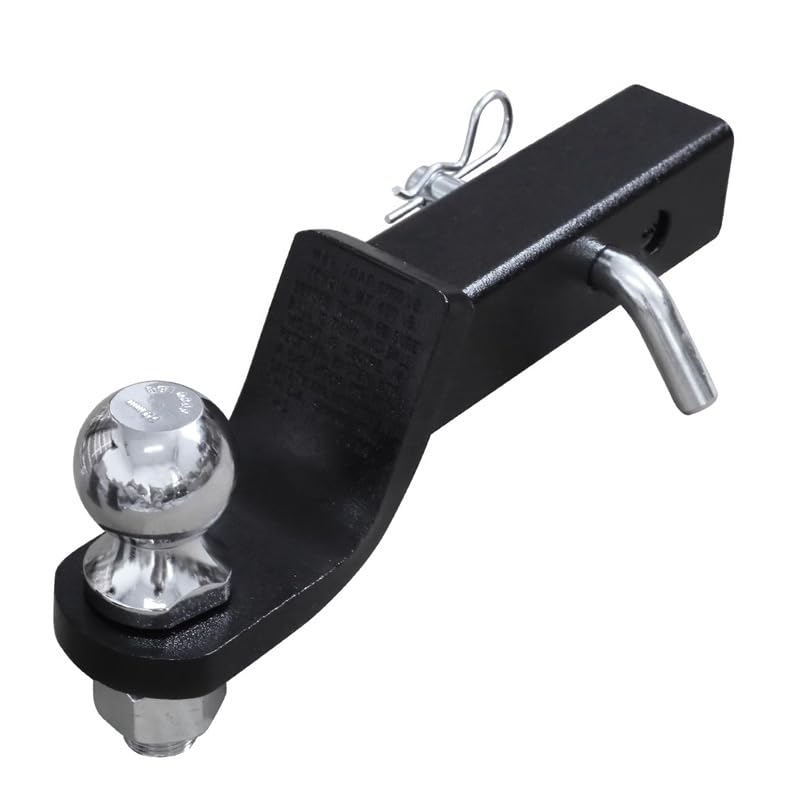 Cocoarm Aanhangerkoppelingsadapter, 2 inch/50 mm, zwart zilver, voor vrachtwagens, caravans, 6000 pond aanhangwagen, staal, gepoedercoat