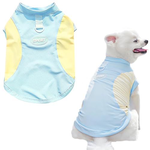 犬 夏服 ひんやり 冷感 犬の服 春夏 Ｔシャツ ペット服 プ 通気メッシュ ライト ベスト 涼しい 日焼き防ぐ わんこ服 水遊び 海 散歩 猫 小型犬 中型犬 (ブルー, XL)