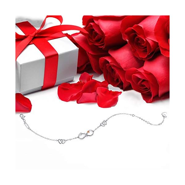 Ankle Bracelets for Women, Sterling Silver Infinity Foot anklets Large Bracelet, Valentines Day Jewelry Birthday Gifts for Wife Daughter