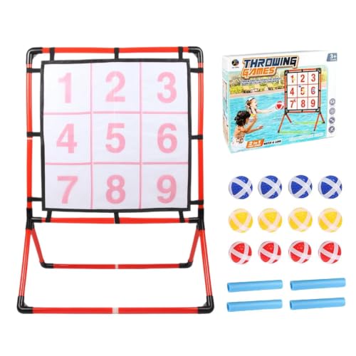 Juego de puntería 2 en 1 para piscina y jardín con Diana de Nueve Cuadrados y pelotas