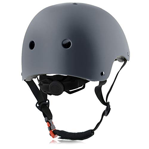 Youth Skateboard Bike Helmet For Boy And Girl, Lightweight Adjustable, Multi-Sport For Bicycle Skate Scooter (Gray, Medium) #TOP2