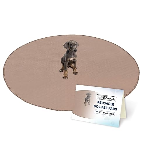 EZwhelp Reusable Dog Pee Pad, Washable Waterproof Mat for Dog Potty Training or Whelping Pad, Round, 60 Inch